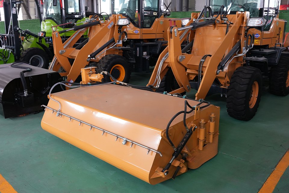 Skid loader equipped with various attachments